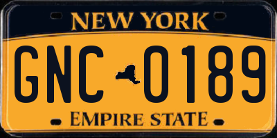 NY license plate GNC0189