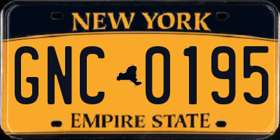 NY license plate GNC0195