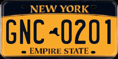 NY license plate GNC0201