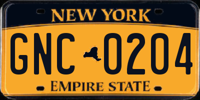 NY license plate GNC0204