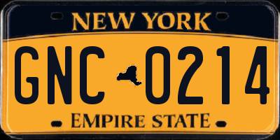 NY license plate GNC0214