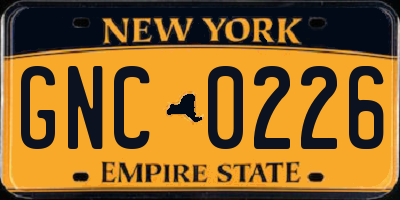NY license plate GNC0226