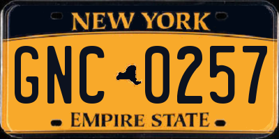 NY license plate GNC0257