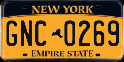 NY license plate GNC0269