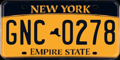 NY license plate GNC0278