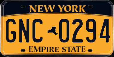 NY license plate GNC0294
