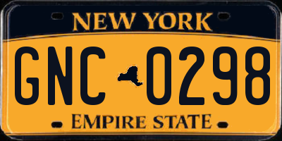 NY license plate GNC0298