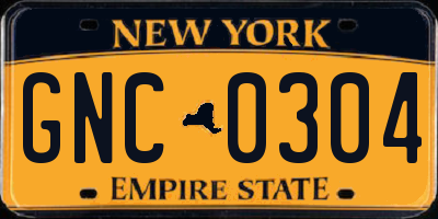NY license plate GNC0304