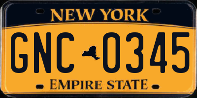 NY license plate GNC0345
