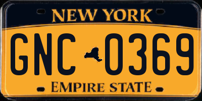 NY license plate GNC0369