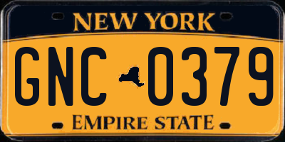 NY license plate GNC0379