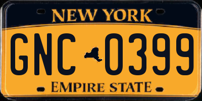 NY license plate GNC0399
