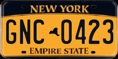 NY license plate GNC0423