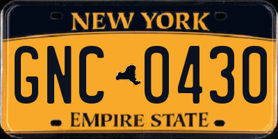 NY license plate GNC0430