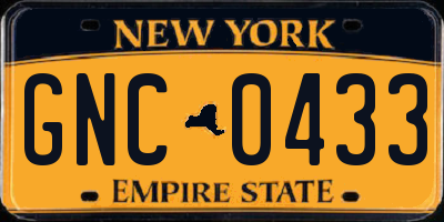 NY license plate GNC0433
