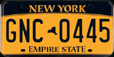 NY license plate GNC0445