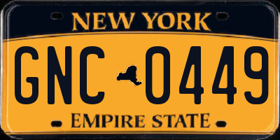 NY license plate GNC0449