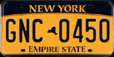 NY license plate GNC0450