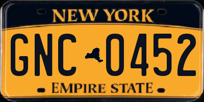 NY license plate GNC0452