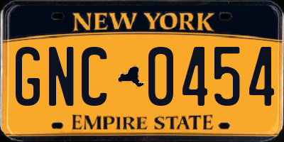 NY license plate GNC0454