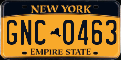 NY license plate GNC0463