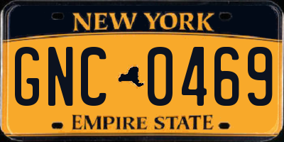 NY license plate GNC0469