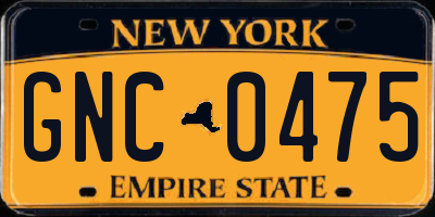 NY license plate GNC0475