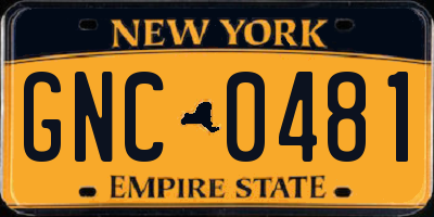 NY license plate GNC0481