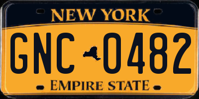 NY license plate GNC0482