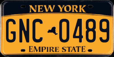 NY license plate GNC0489