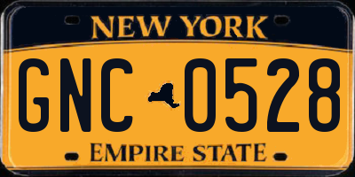 NY license plate GNC0528