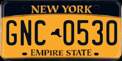 NY license plate GNC0530