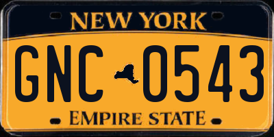 NY license plate GNC0543