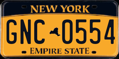 NY license plate GNC0554