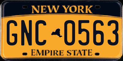 NY license plate GNC0563