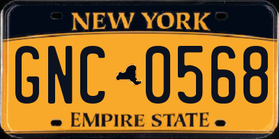 NY license plate GNC0568