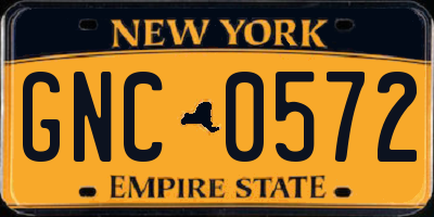 NY license plate GNC0572