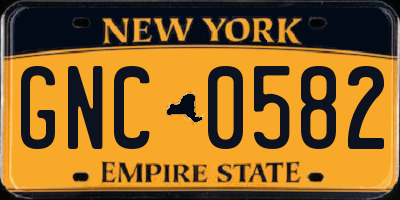 NY license plate GNC0582