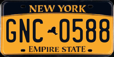 NY license plate GNC0588