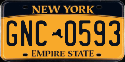 NY license plate GNC0593