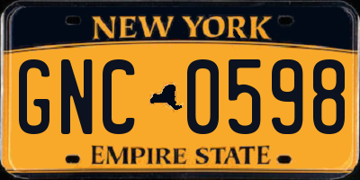 NY license plate GNC0598