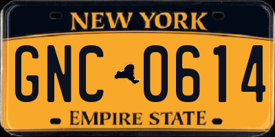 NY license plate GNC0614