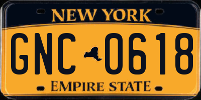 NY license plate GNC0618