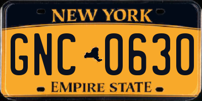 NY license plate GNC0630
