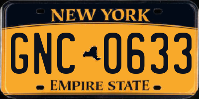 NY license plate GNC0633
