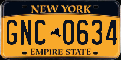 NY license plate GNC0634