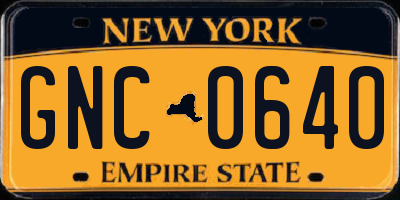 NY license plate GNC0640