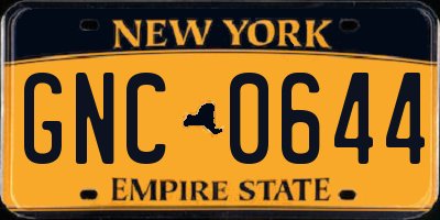 NY license plate GNC0644
