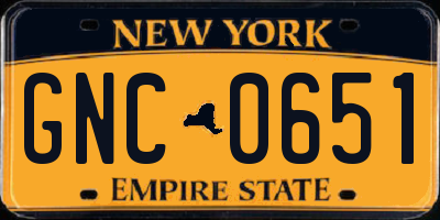NY license plate GNC0651