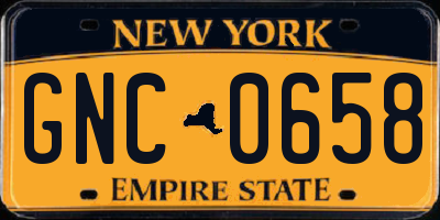 NY license plate GNC0658
